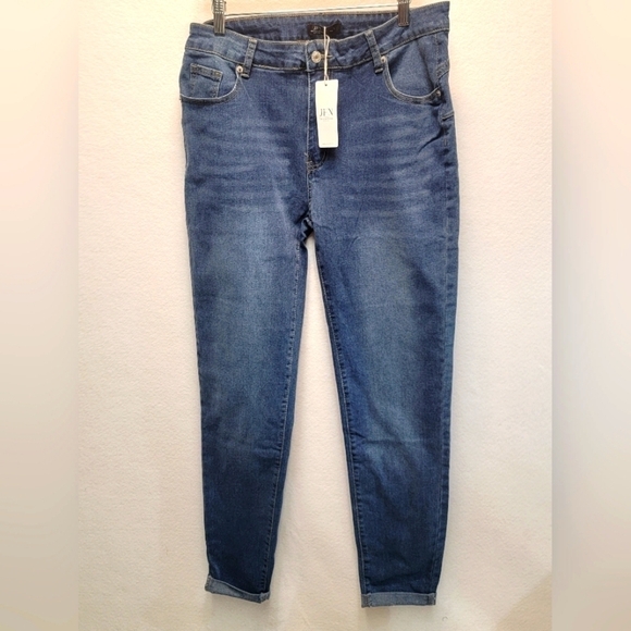 JFN Denim - JFN Just Fashion Now Women's XL High Rise Skinny Cuffed Denim Blue Jean